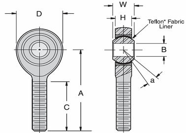 UMAX-T Series PTFE-Lined Heavy-Duty Rod Ends. دقيقة عالية القوة للسيارات / السباقات.