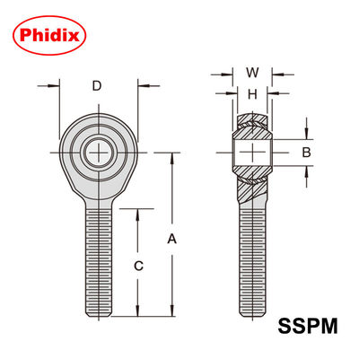 سلسلة SSPM / SSPF نهاية عصى الفولاذ المقاوم للصدأ: تزيين الذاتي ، تصميم مقاوم للتآكل لتحكم الحركة الصناعية الثقيلة