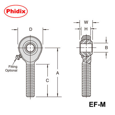 نهاية العصا المعدنية من سلسلة EM-M/EF-M: مفاصل مترية مطلية بالزنك مع خيارات PTFE ومقاومة التآكل لتحكم الحركة الصناعية