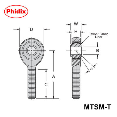 MTSM-T / MTSF-T سلسلة PTFE المغطاة أطراف العصا: عالية الدقة منخفضة الصيانة محامل للأتمتة والآلات الثقيلة