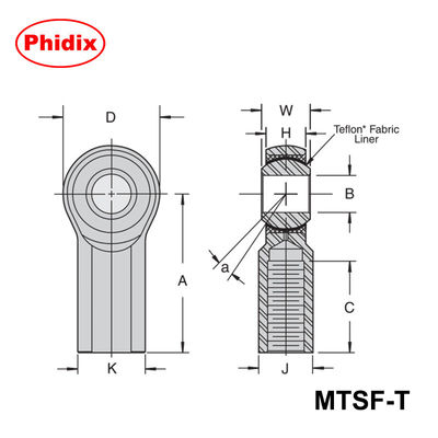 MTSM-T / MTSF-T سلسلة PTFE المغطاة أطراف العصا: عالية الدقة منخفضة الصيانة محامل للأتمتة والآلات الثقيلة