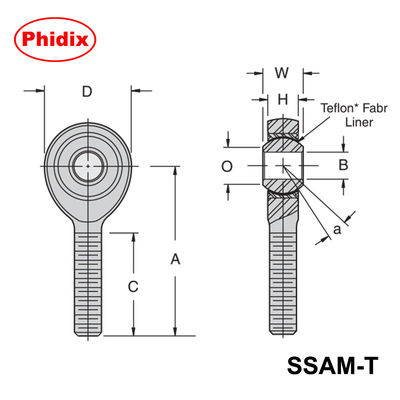 SSAM-T/SSAF-T سلسلة الفولاذ المقاوم للصدأ PTFE المغطاة بالعصا النهايات