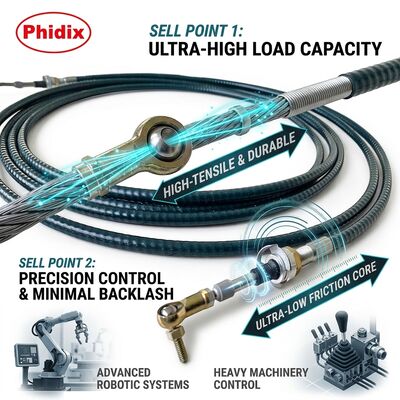 تجميع ميكانيكي مُهندس خصيصًا كابل التحكم الميكانيكي مع نصف قطر الانحناء المثبت حتى 5 بوصات OEM معتمد لنظم التحكم الدقيقة